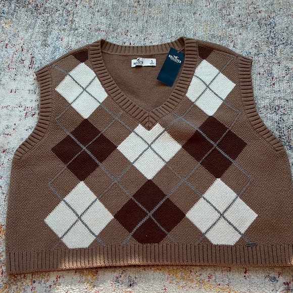Hollister Sweaters | Hollister Cropped Argyle Sweater Vest | Color: Brown/Cream | Size: S | Specialkxo80's Closet